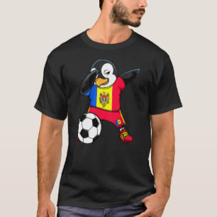 Dabbing Penguin Moldova Soccer Fans Jersey Footbal T-Shirt