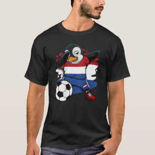Dabbing Penguin Netherlands Soccer Fan Jersey Foot T-Shirt