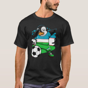 Dabbing Penguin Uzbekistan Soccer Fans Jersey Foot T-Shirt