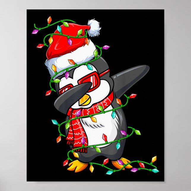 Dabbing Penguin Wearing Santa Hat - Penguin Lover  Poster (Front)