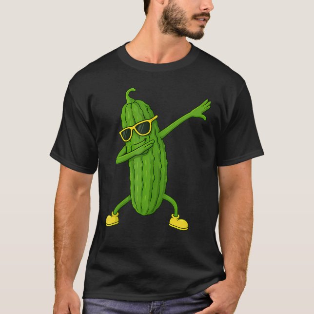 Dabbing Pickle Dance Vegan Funny Vegetarian Cucumb T-Shirt (Front)
