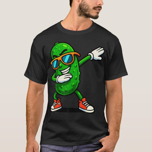 Dabbing Pickle Dancing Cucumber Funny Pickle Lover T-Shirt (Front)