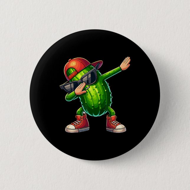 Dabbing Pickle Dancing Cucumber Lover Funny Pickle 2 Inch Round Button (Front)