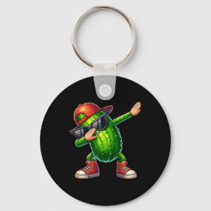 Dabbing Pickle Dancing Cucumber Lover Funny Pickle Keychain