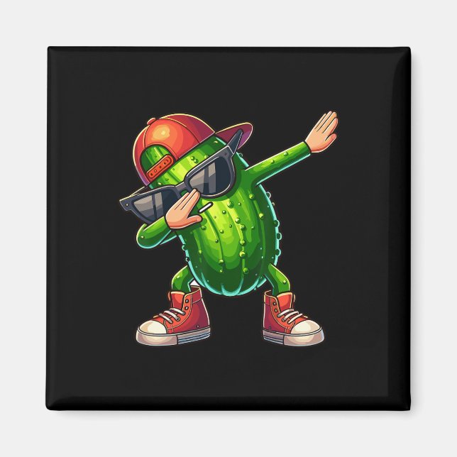 Dabbing Pickle Dancing Cucumber Lover Funny Pickle Magnet (Front)