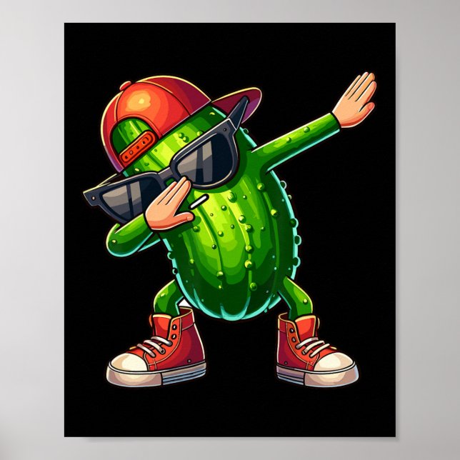Dabbing Pickle Dancing Cucumber Lover Funny Pickle Poster (Front)