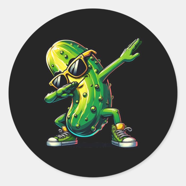 Dabbing Pickle Dancing Cucumber Pickle Lover Dab  Classic Round Sticker (Front)