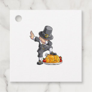 Dabbing Pilgrim Boy Turkey Thanksgiving Day Men Fu Favour Tags