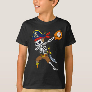 Dabbing Pirate Skeleton Baseball Funny Halloween T-Shirt