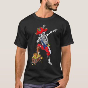 Dabbing Pirate Skeleton Dab Kids Halloween Costume T-Shirt
