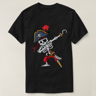 Dabbing Pirate Skeleton Funny Art T-Shirt