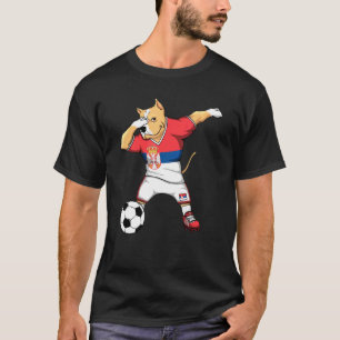 Dabbing Pitbull Serbia Soccer Fans Jersey Serbian T-Shirt