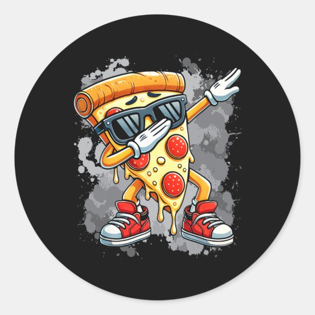 Dabbing Pizza Slice Dance Pizza Toddler Boy Dancin Classic Round Sticker (Front)