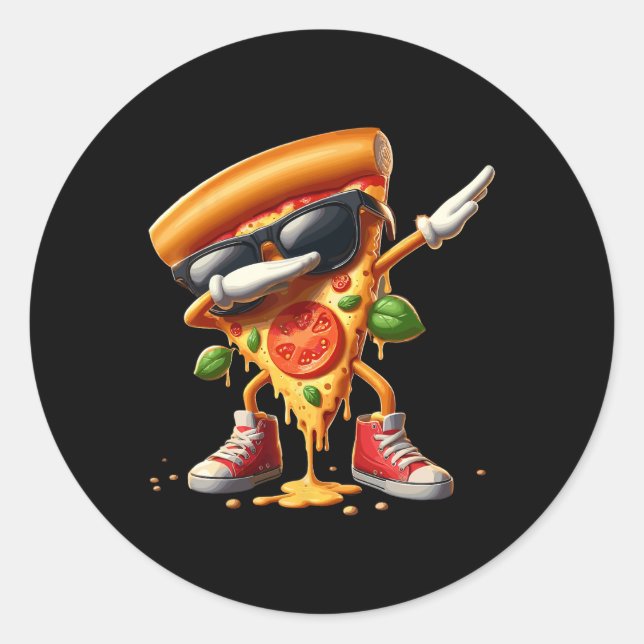 Dabbing Pizza Slice Dancing Pizza Lover Boy Funny  Classic Round Sticker (Front)