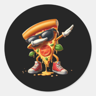 Dabbing Pizza Slice Dancing Pizza Lover Boy Funny  Classic Round Sticker