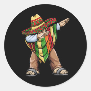 Dabbing Poncho Cinco De Mayo Mexican Sombrero Fest Classic Round Sticker