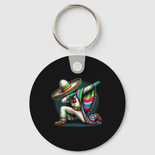 Dabbing Poncho Cinco De Mayo Mexican Sombrero Fest Keychain