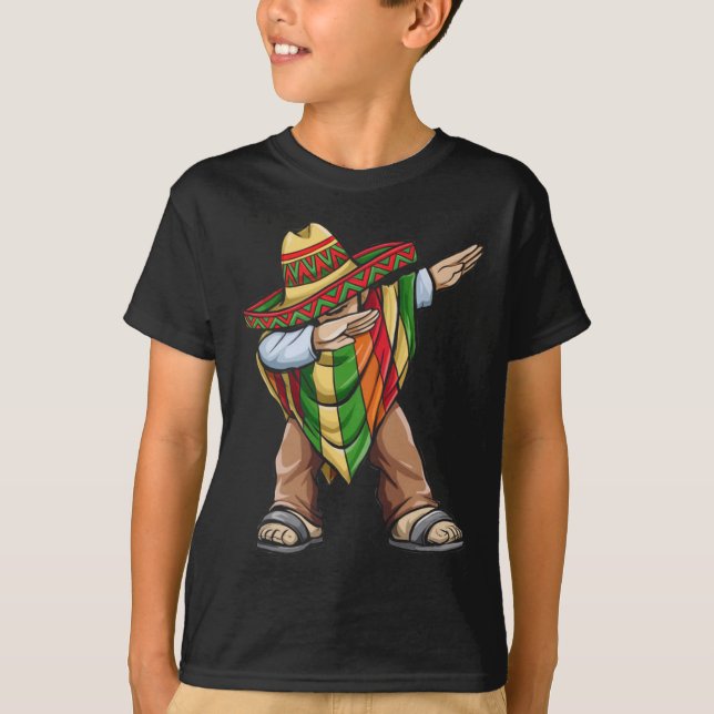 Dabbing Poncho Cinco De Mayo Mexican Sombrero Fest T-Shirt (Front)