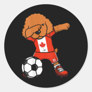 Dabbing Poodle Dog Canada Soccer Lovers Jersey Foo Classic Round Sticker
