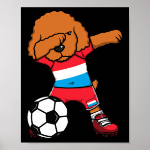Dabbing Poodle Dog Luxembourg Soccer Fans Jersey F Poster