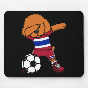 Dabbing Poodle Dog Thailand Soccer Fan Jersey Foot Mouse Pad