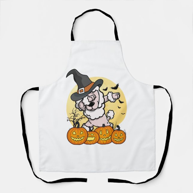 Dabbing Poodle Halloween Apron (Front)