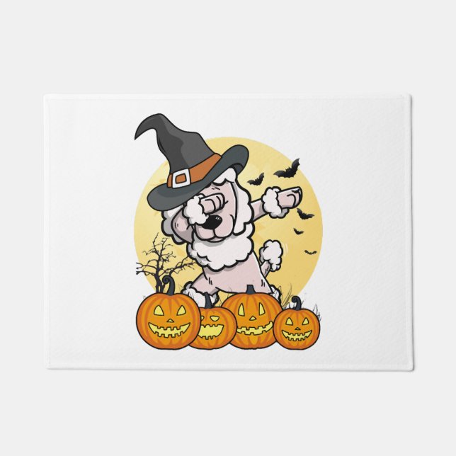 Dabbing Poodle Halloween Doormat (Front)