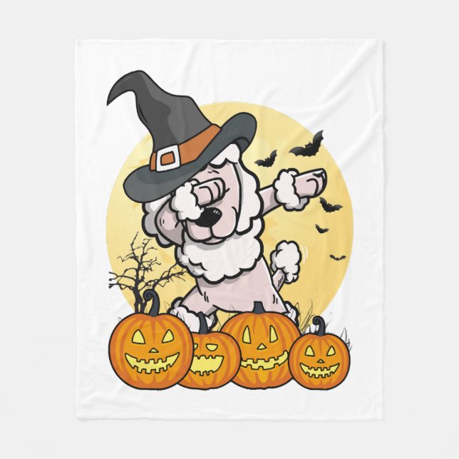 Dabbing Poodle Halloween Fleece Blanket (Front)