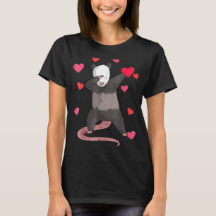 Dabbing Possum Valentine's Day Love Heart Dance Po T-Shirt