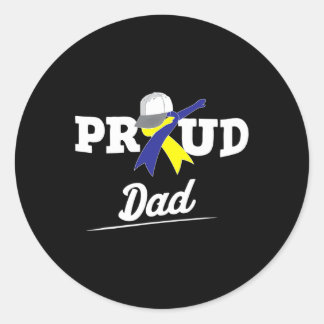 Dabbing Proud Dad Support Down Syndrome Awareness  Classic Round Sticker
