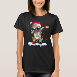 Dabbing Pug Christmas Lights Funny Boys Girls Men T-Shirt