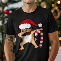 Dabbing Pug Christmas Santa Hat Candy Cane