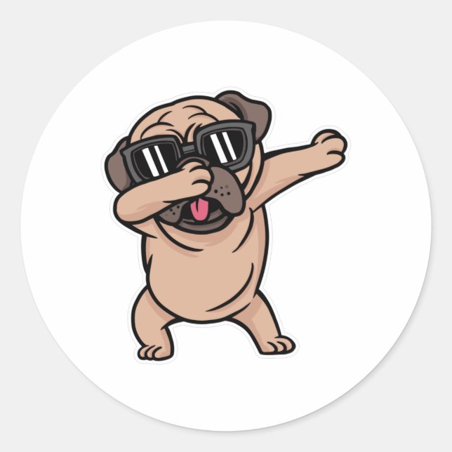 Dabbing Pug Dog Classic Round Sticker (Front)