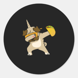 Dabbing Pug Dog Taco Pugicorn Mexican Tacos Classic Round Sticker