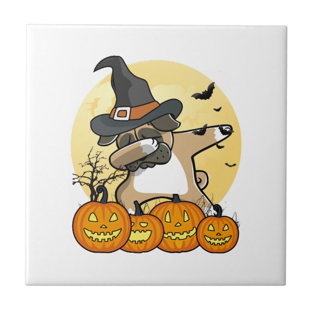 Dabbing Pug Halloween Tile (Front)