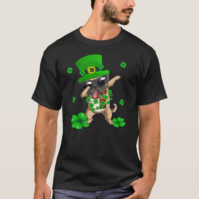 Dabbing Pug St patricks Day T-Shirt (Front)