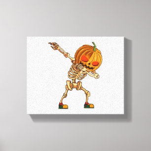 Dabbing Pumpkin - Scary Skeleton Costume - Funny H Canvas Print