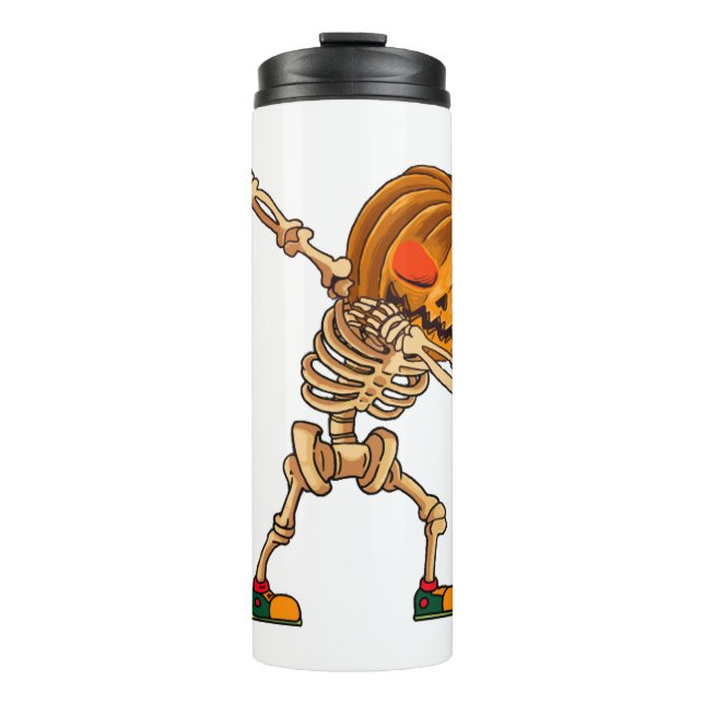 Dabbing Pumpkin - Scary Skeleton Costume - Funny H Thermal Tumbler (Front)