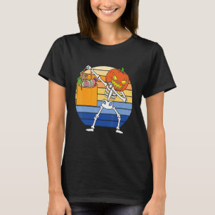 Dabbing Pumpkin Skeleton Candy Retro Toddler Boys  T-Shirt