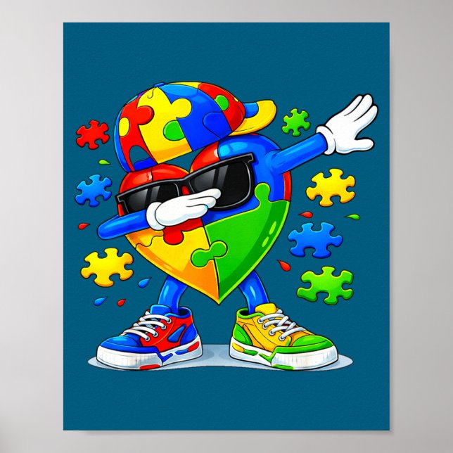 Dabbing puzzle autism awareness funny  poster (Front)