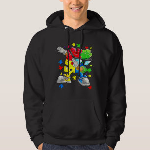 Dabbing Puzzle Piece Sunglasses Autism Awareness B Hoodie