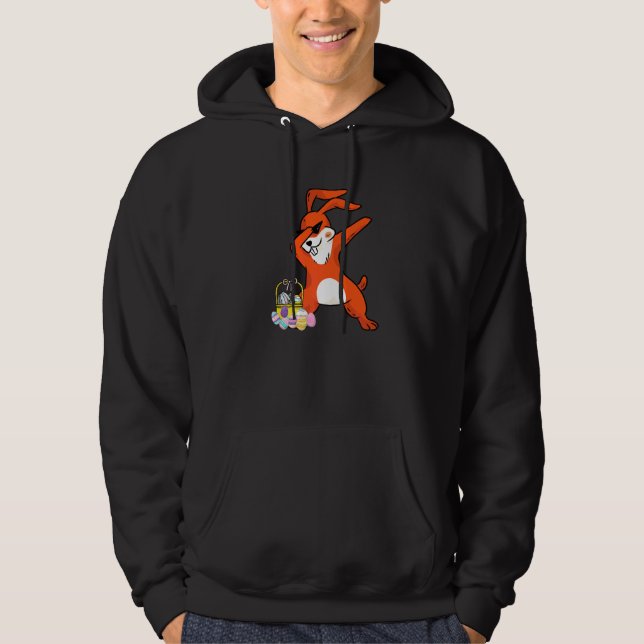 Dabbing Rabbit Bunny Easter Day Eggs Happy Easter  Hoodie (Front)