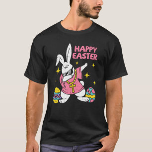Dabbing Rabbit Easter Day Bunny Hunting Eggs Boys T-Shirt