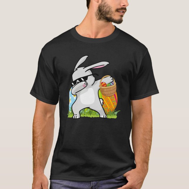 Dabbing Rabbit Easter Day Eggs Bunny Dabbing Boys  T-Shirt (Front)