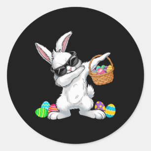 Dabbing Rabbit Easter Day Eggs Bysket Boys Kids Ea Classic Round Sticker