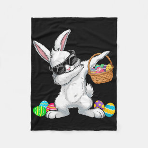 Dabbing Rabbit Easter Day Eggs Bysket Boys Kids Ea Fleece Blanket