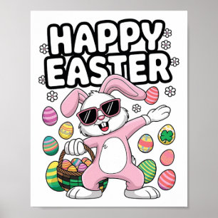 Dabbing Rabbit Easter Day Eggs Dab Boys Girls Kid  Poster