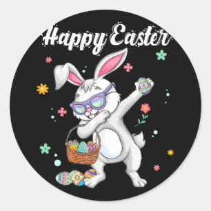 Dabbing Rabbit Easter Day Eggs Dab Bunny Boys Classic Round Sticker