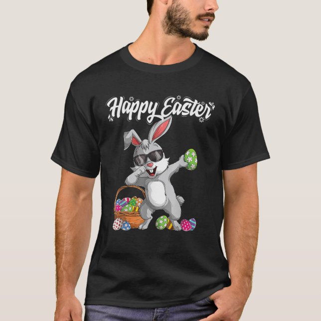 Dabbing Rabbit Easter Day Eggs Dab Bunny T-Shirt (Front)