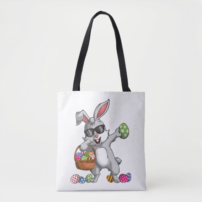 Dabbing Rabbit Easter Day Eggs Dab Bunny Tote Bag (Front)